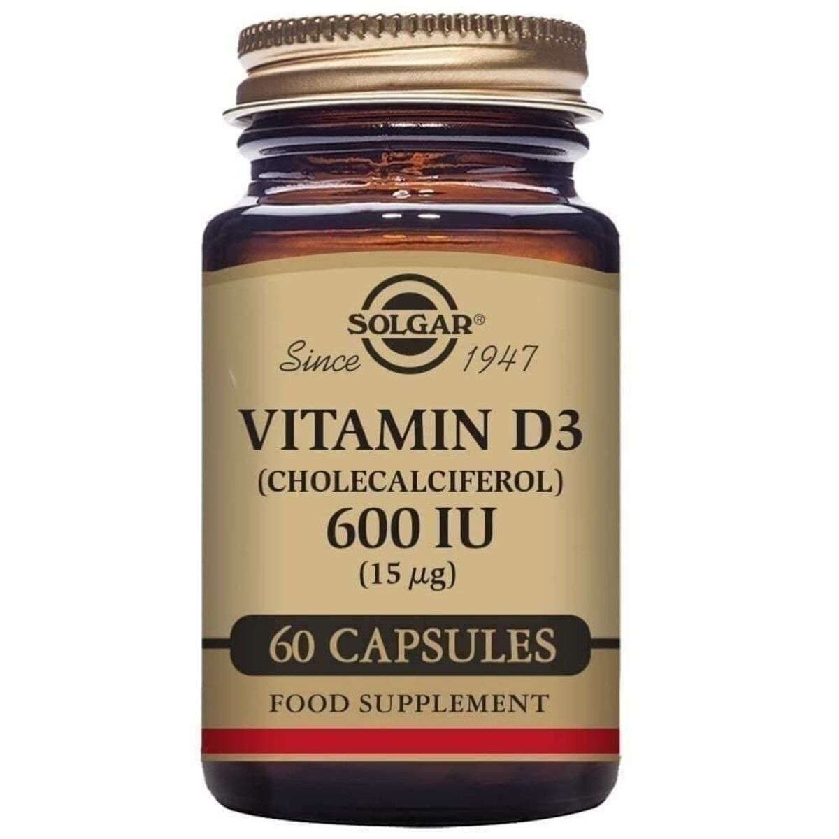 Vitamin D3 (Cholecalciferol) Solgar 600 iu 60 Capsules – Produktbild 1