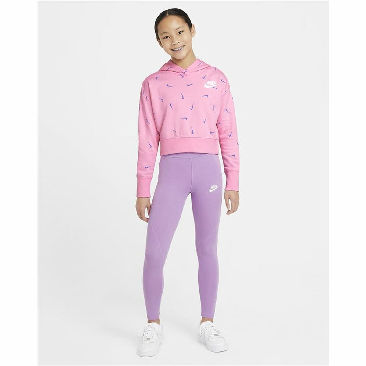 Nike Hooded Print Kids' Sweatshirt - Pink - product view 16