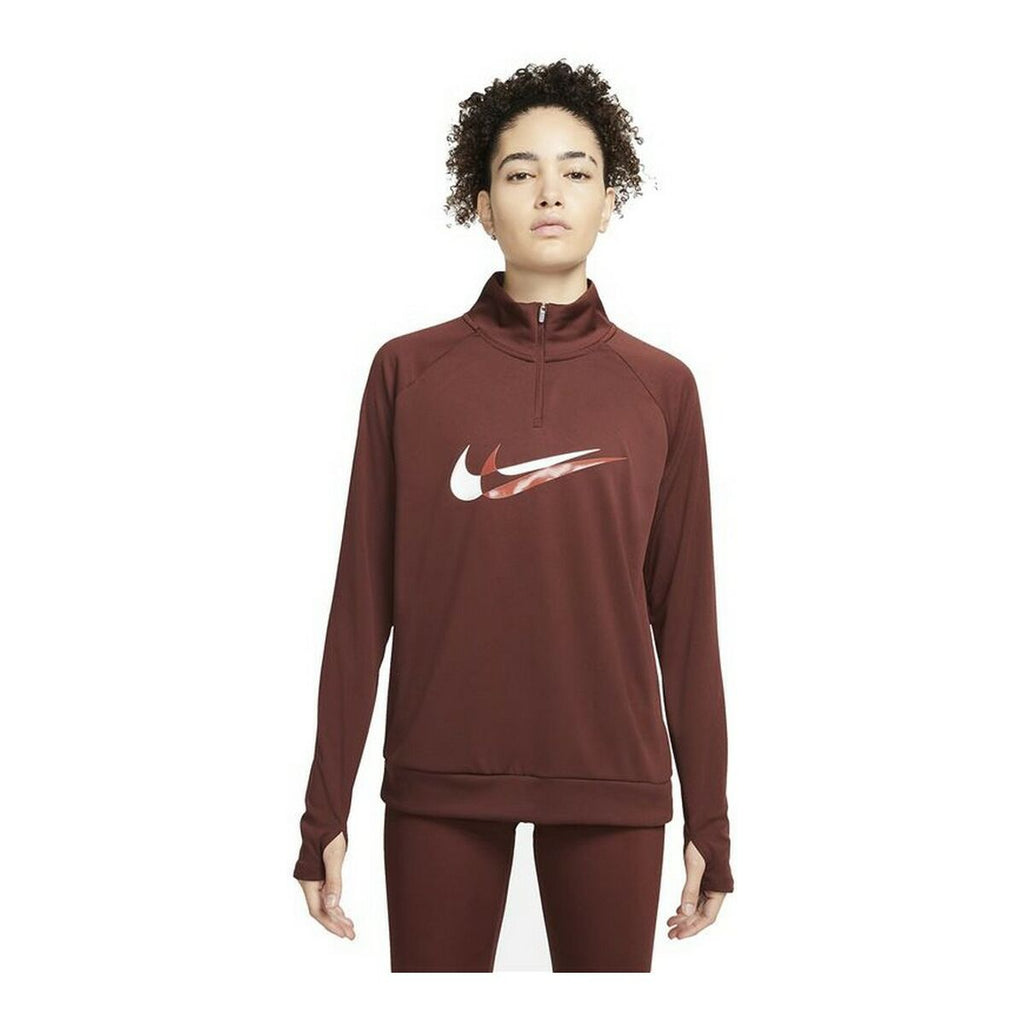 Nike Long Sleeve Dri-FIT Swoosh Run Women's T-Shirt - Brown