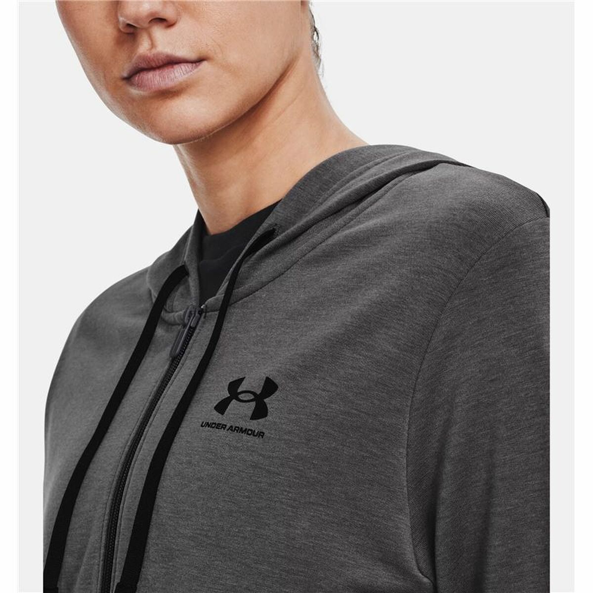 Women’s Hoodie Under Armour Rival Terry FZ With hood Dark grey