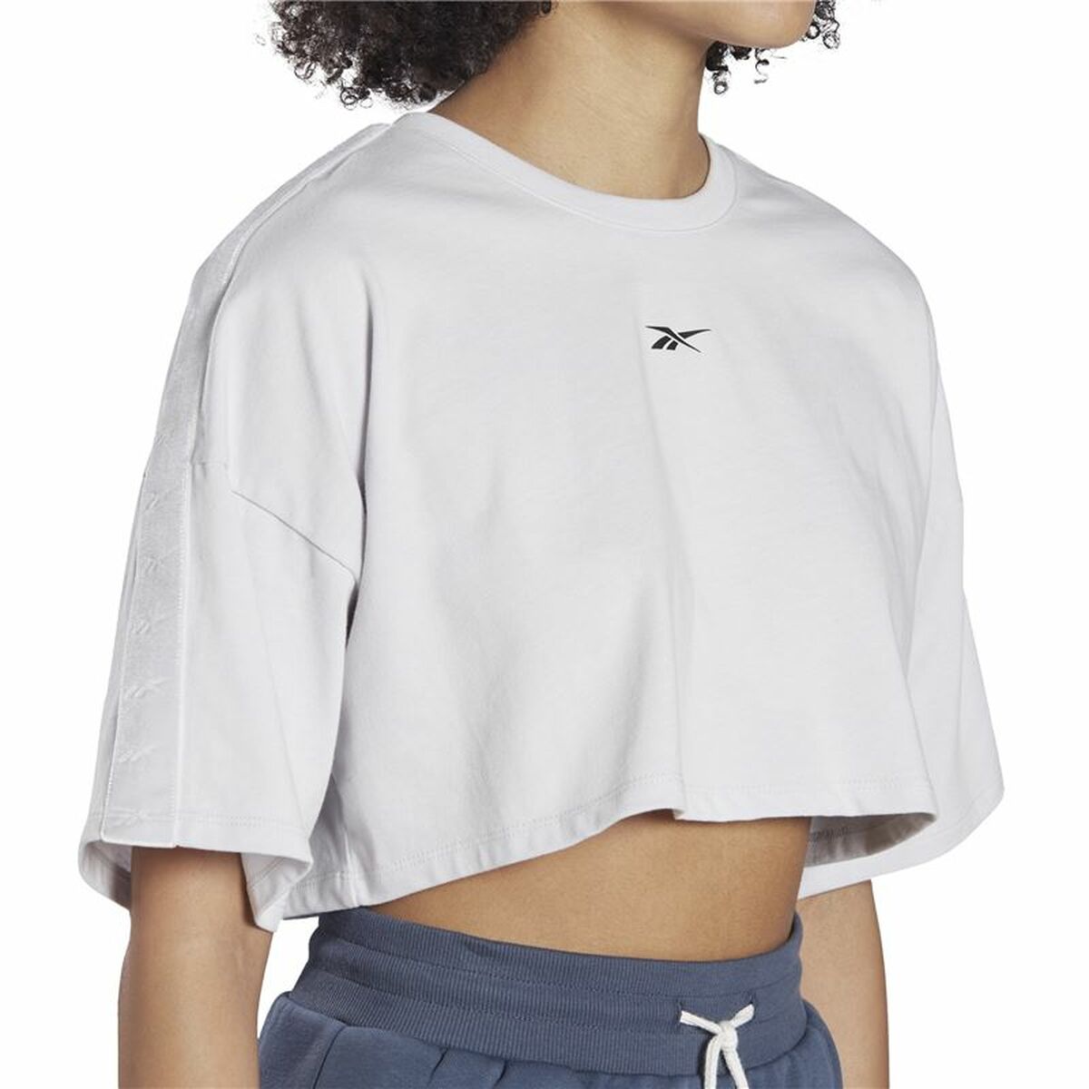 Women’s Short Sleeve T-Shirt Reebok Fitness Crop Vector Velour Light