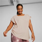 Women’s Short Sleeve T-Shirt Puma Studio Foundation Beige Light Pink