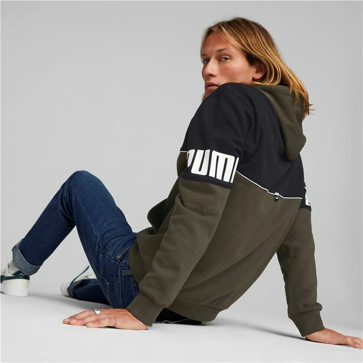 Men’s Hoodie Puma Power Colorblock Green Black