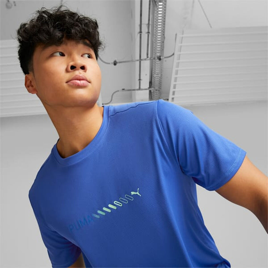 Puma Herren-Kurzarm-T-Shirt Run Favorite Logo Blau – Produktansicht 9