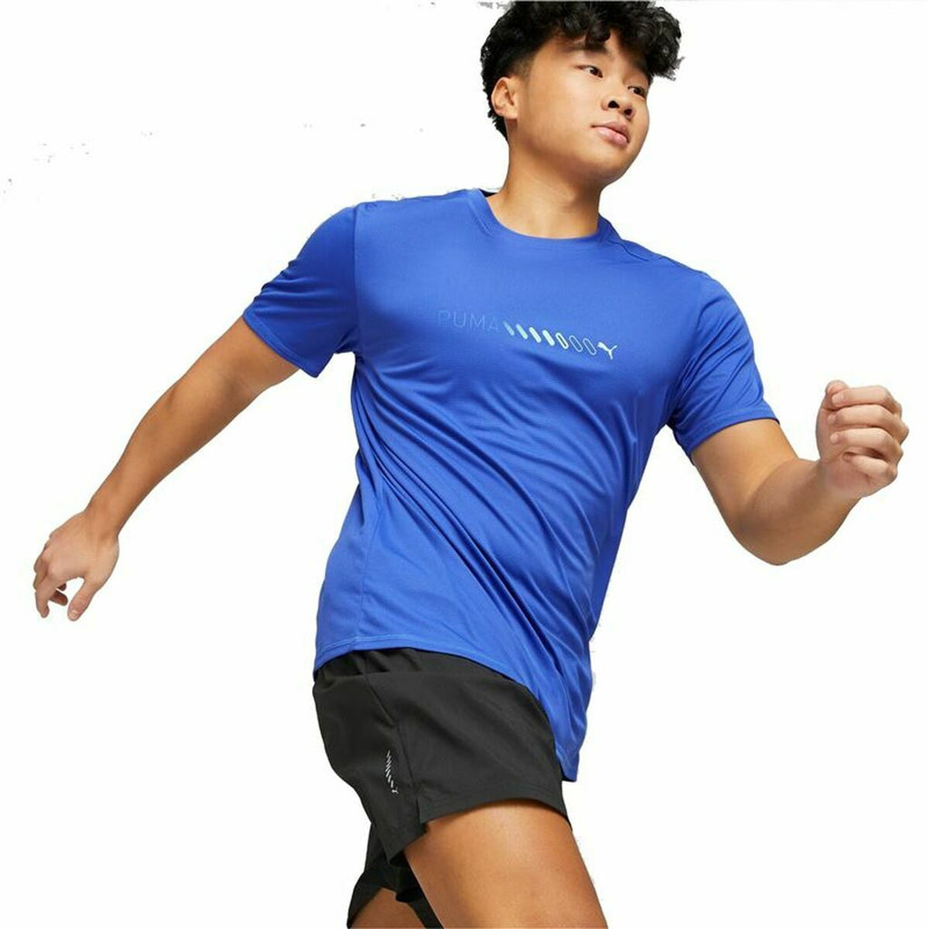 Puma Herren-Kurzarm-T-Shirt Run Favorite Logo Blau – Produktansicht 6