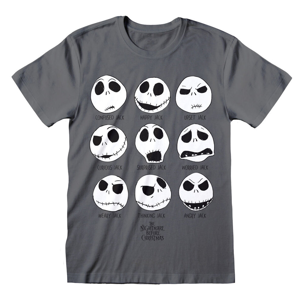 The Nightmare Before Christmas Unisex Kurzarm-T-Shirt Many Faces Dunkelgrau – Produktansicht 1