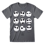 The Nightmare Before Christmas Unisex Kurzarm-T-Shirt Many Faces Dunkelgrau – Produktansicht 1