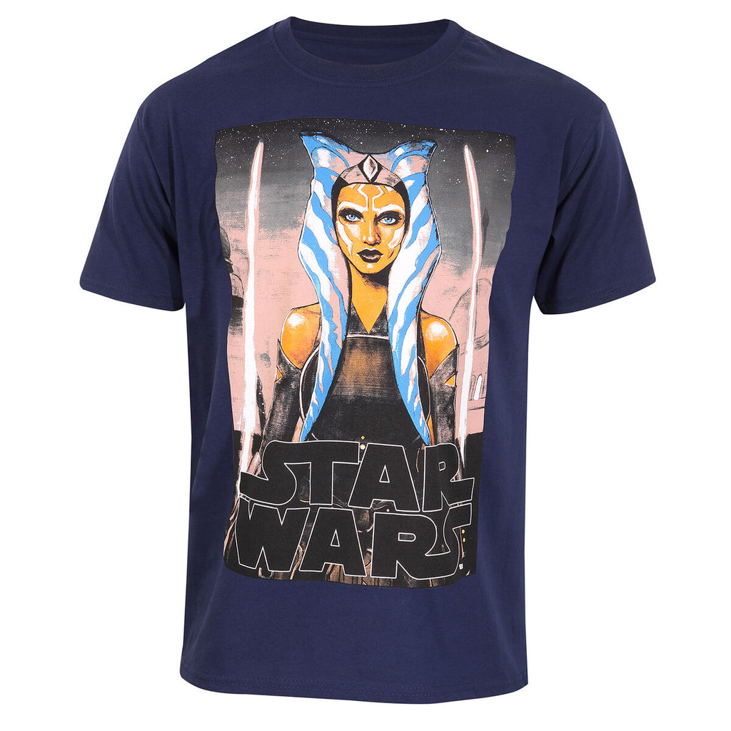 Star Wars Kurzarm-T-Shirt Weiß Blades Blau Unisex – Produktansicht 1