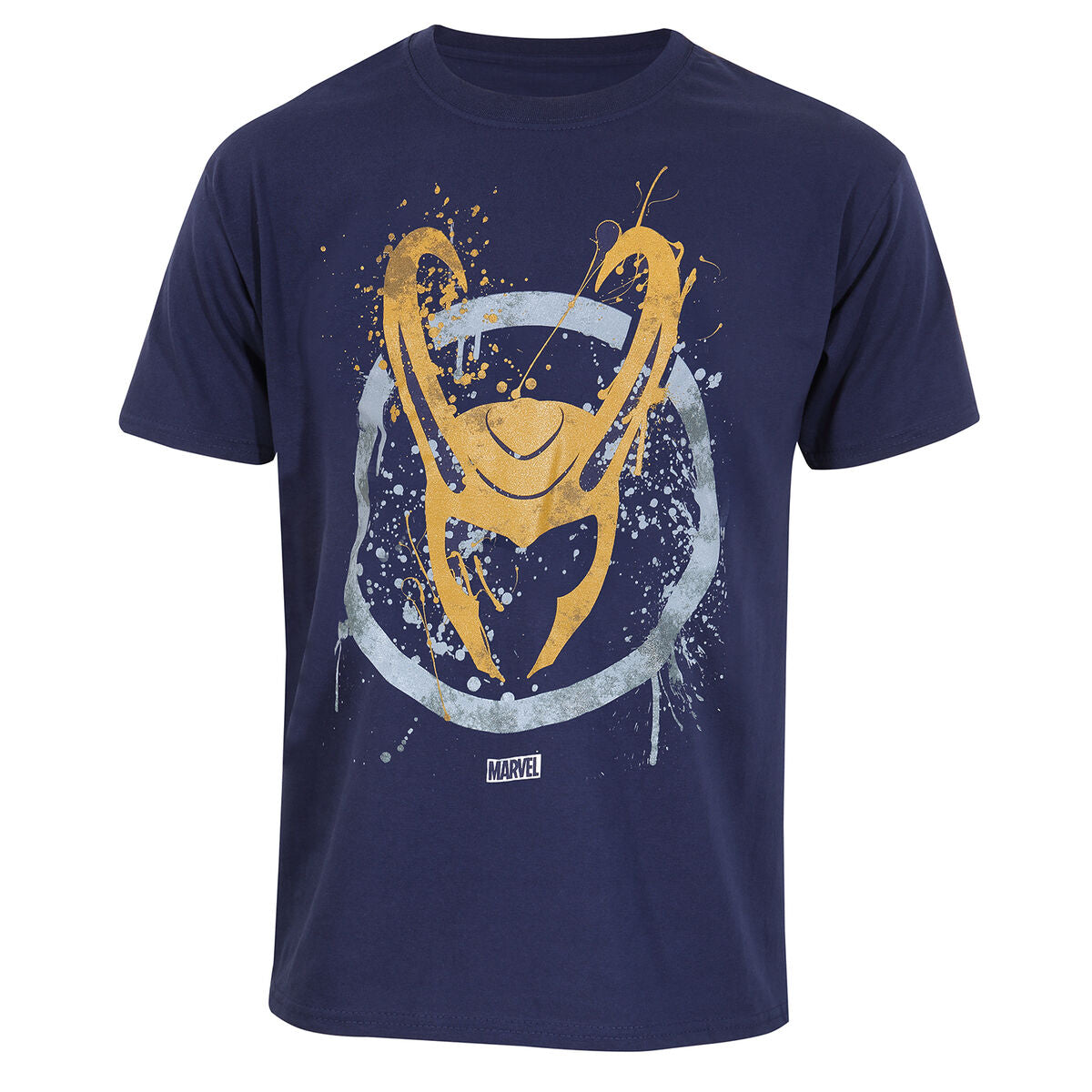 Marvel Kurzarm-T-Shirt Splatter Logo Blau Unisex – Produktansicht 1