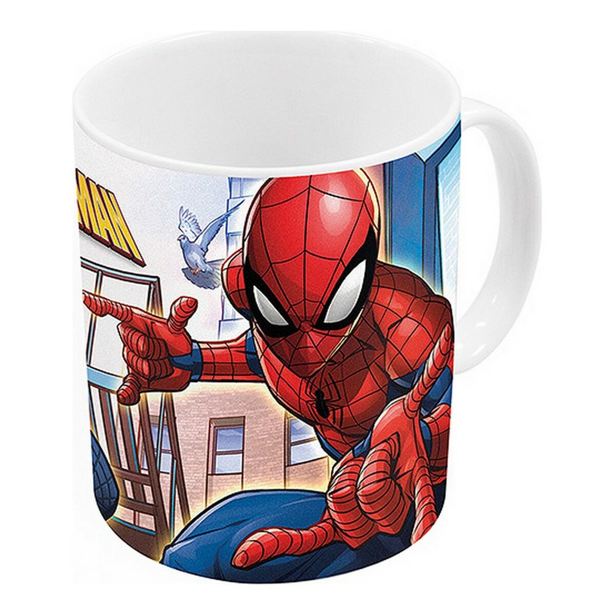 Mug Spider-Man Great power Blau Rot Ceramic 350 ml – Produktbild 1