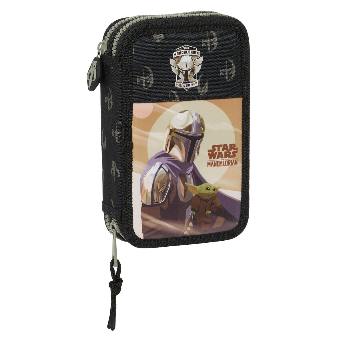 Double Pencil Case The Mandalorian This is the way Schwarz 12.5 x 19.5 x 4 cm (28 Teile) – Produktbild 1