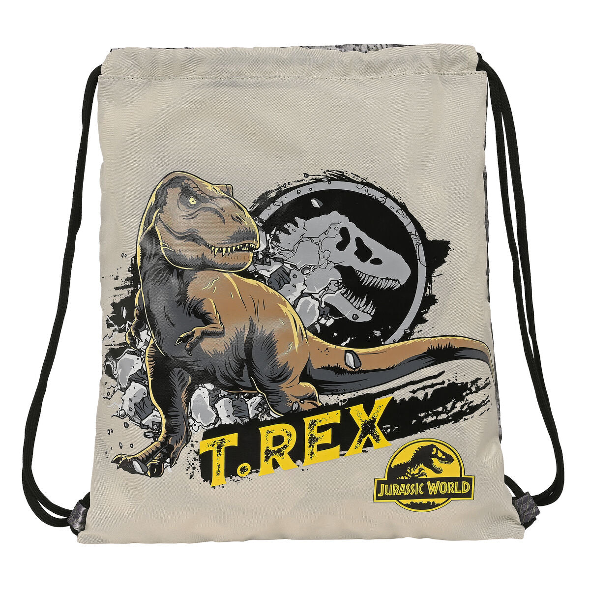 Turnbeutel Jurassic World Warning Grau 35 x 40 x 1 cm – Produktbild 1