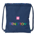 Benetton Rucksack mit Strings Damero Navy Blau – Ansicht 1