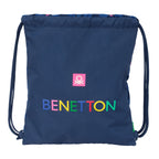 Benetton Rucksack mit Strings Damero Navy Blau – Ansicht 1
