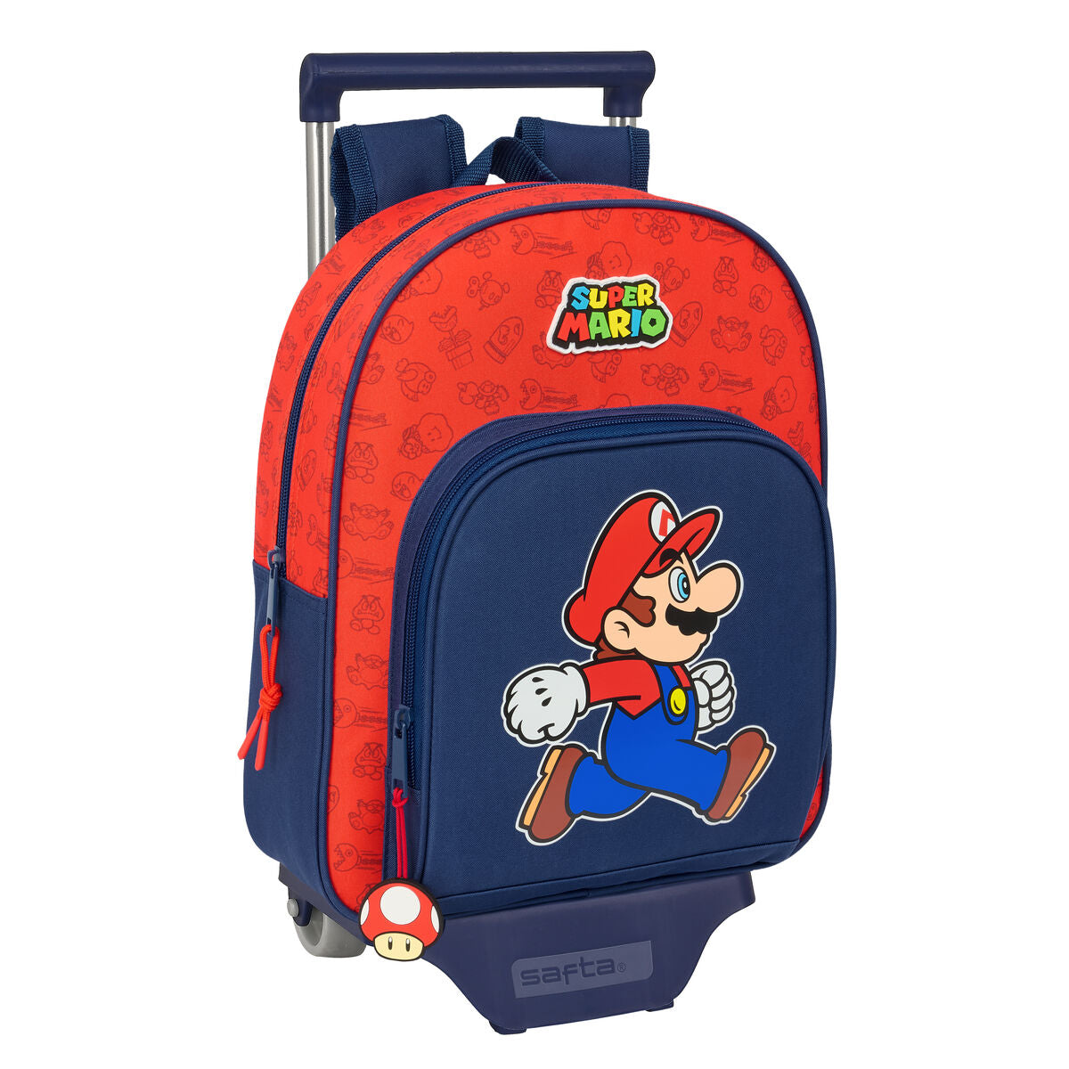 School Rucksack with Wheels Super Mario Trick Rot Dark Blau 28 x 34 x 10 cm – Produktbild 1