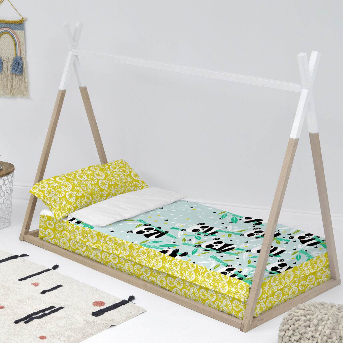 HappyFriday Gesteppte Bettwäsche mit Reißverschluss Moshi Panda Garten Blau – Produktansicht 2