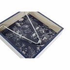 DKD Home Decor Napkin Halter Metall Weiß Navy Blau MDF Holz – Ansicht 2