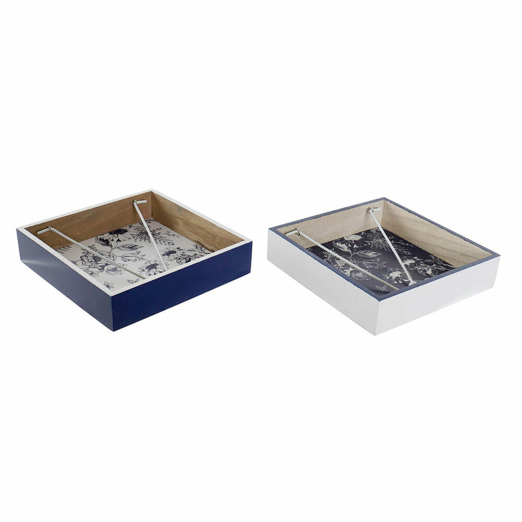 DKD Home Decor Napkin Halter Metall Weiß Navy Blau MDF Holz – Ansicht 1