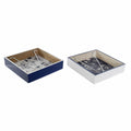DKD Home Decor Napkin Halter Metall Weiß Navy Blau MDF Holz – Ansicht 1