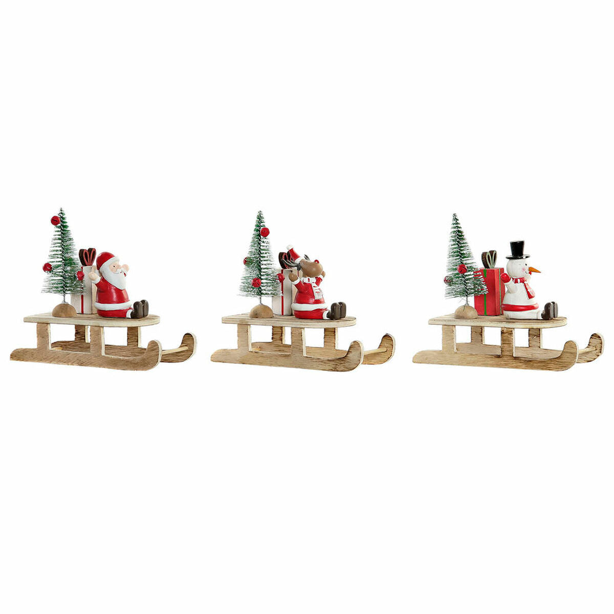 Christmas bauble DKD Home Decor Holz Father Christmas (14 x 6 x 13 cm) (3 pcs) – Produktbild 1