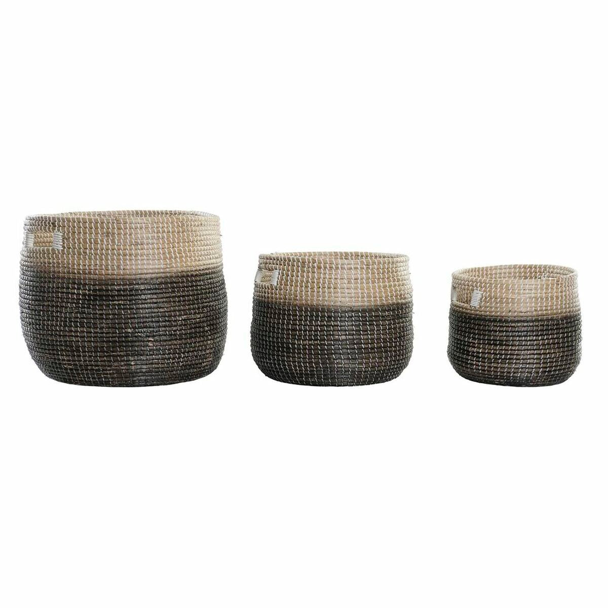 Basket set DKD Home Decor Grau Natural Seagrass (3 Teile) – Produktbild 1