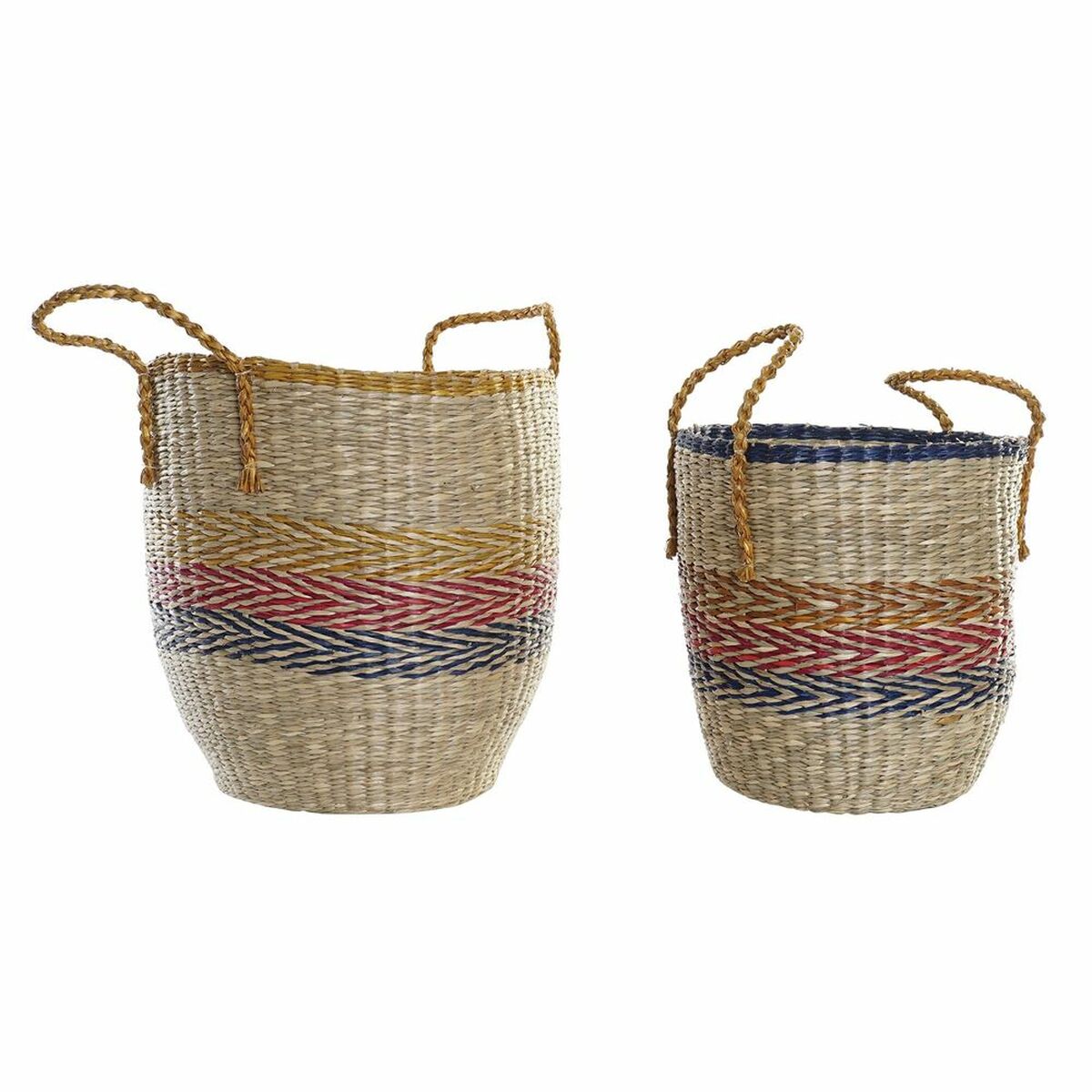 DKD Home Decor Korb-Set Orange Grün Seagrass – Produktansicht 1