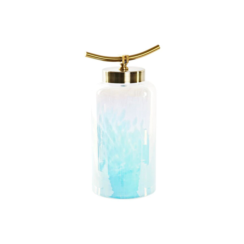 DKD Home Decor Vase Blau Gold Metall Kristall Mediterranean