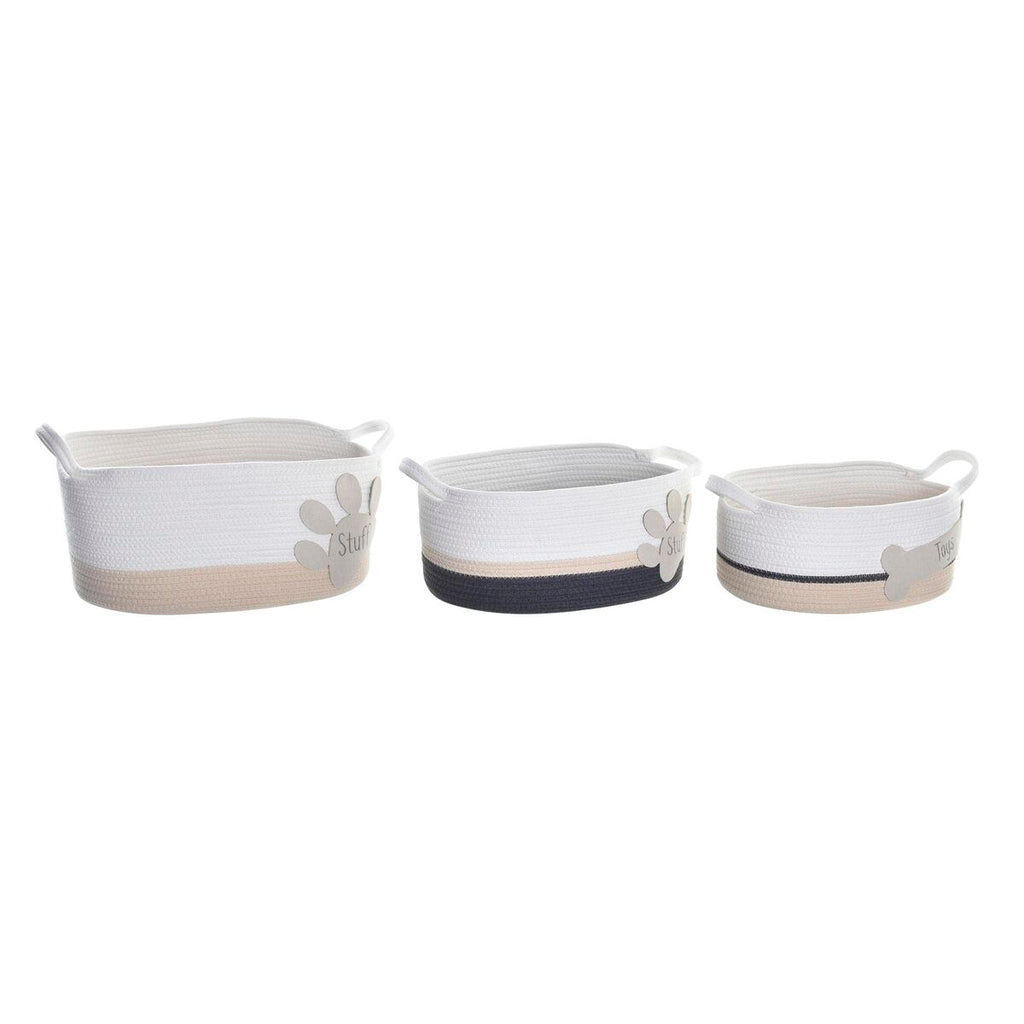 DKD Home Decor Korb-Set Weiß Grau Creme – Produktansicht 1