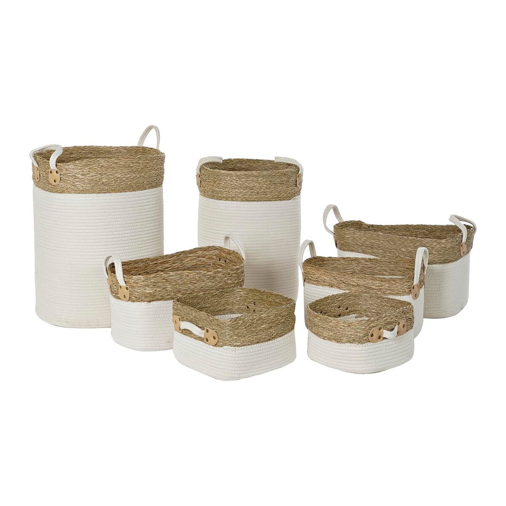 DKD Home Decor Korb-Set Weiß Braun Natur Fibre – Ansicht 1