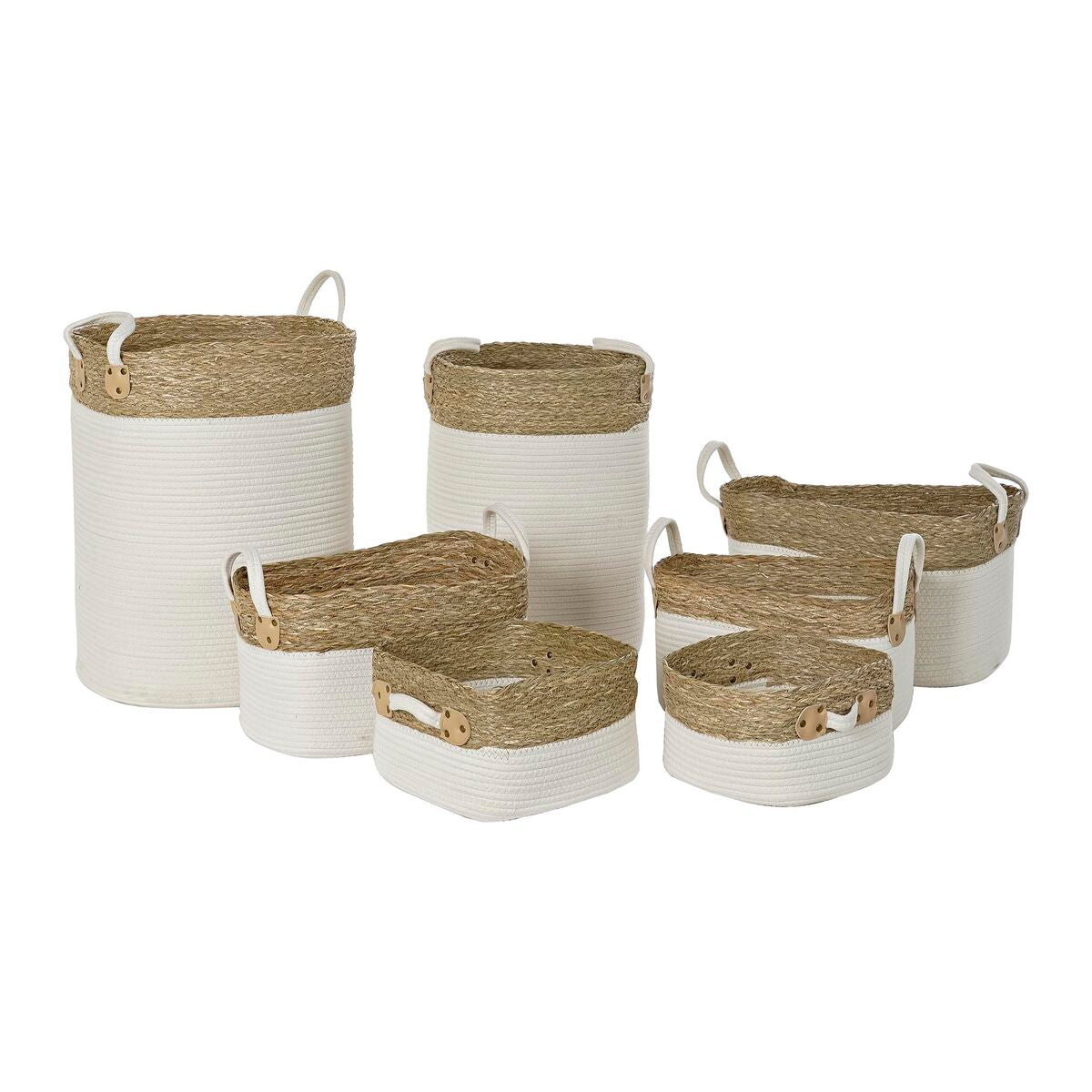Basket set DKD Home Decor Weiß Braun Natural Fibre 41 x 41 x 52,5 cm – Produktbild 1
