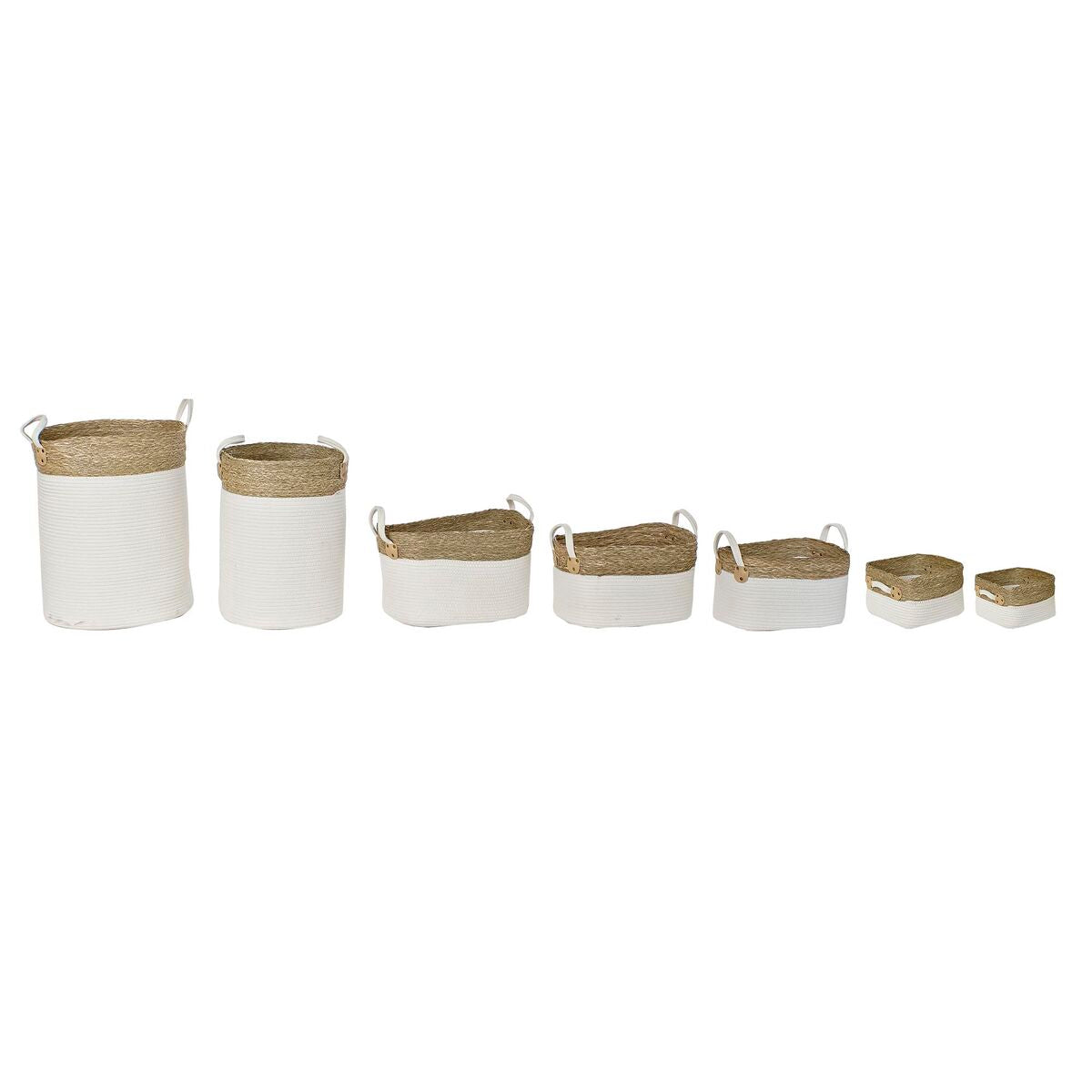 DKD Home Decor Korb-Set Weiß Braun Natur Fibre – Ansicht 2