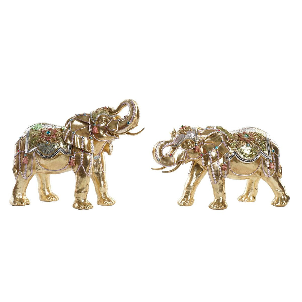 DKD Home Decor Dekofigur Elephant Gold Kunstharz Mehrfarbig