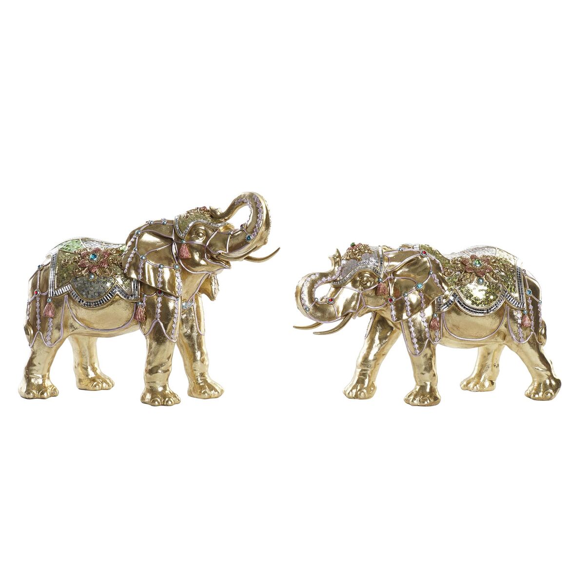 DKD Home Decor Dekofigur Elephant Gold Kunstharz Mehrfarbig – Produktansicht 1