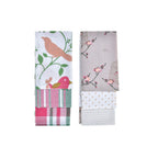 DKD Home Decor Tücher-Set Braun Rot Grün Beige Blumen Birds – Produktansicht 1