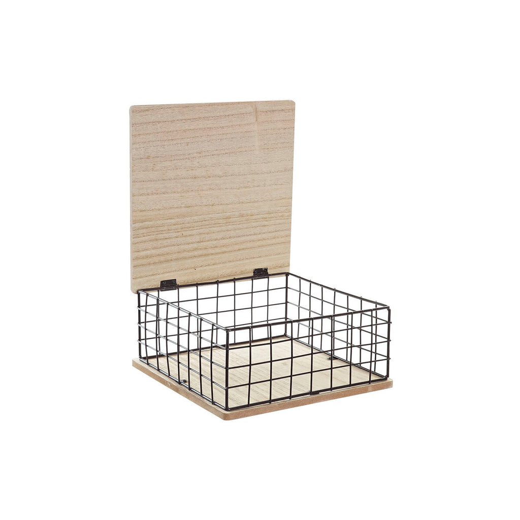 DKD Home Decor Dekorativ box Schwarz Natur Metall MDF Holz – Ansicht 3