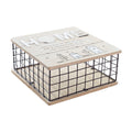 DKD Home Decor Dekorativ Box Schwarz Natur Metall MDF Holz