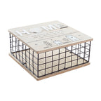 DKD Home Decor Dekorativ Box Schwarz Natur Metall MDF Holz