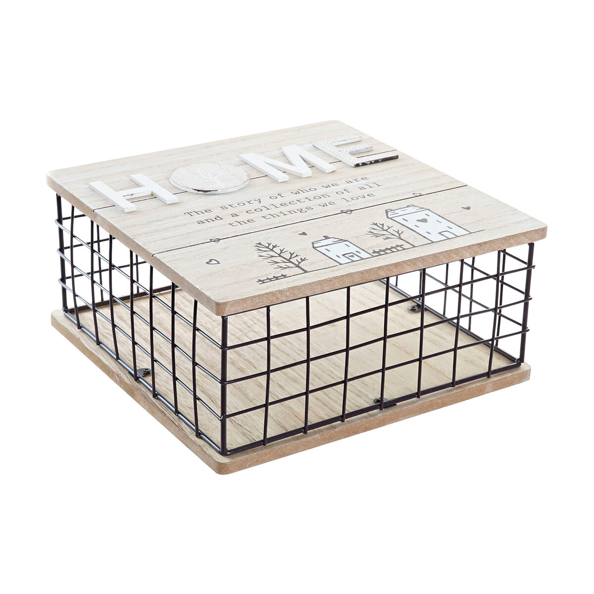 DKD Home Decor Dekorativ box Schwarz Natural Metall MDF Holz – Produktansicht 1