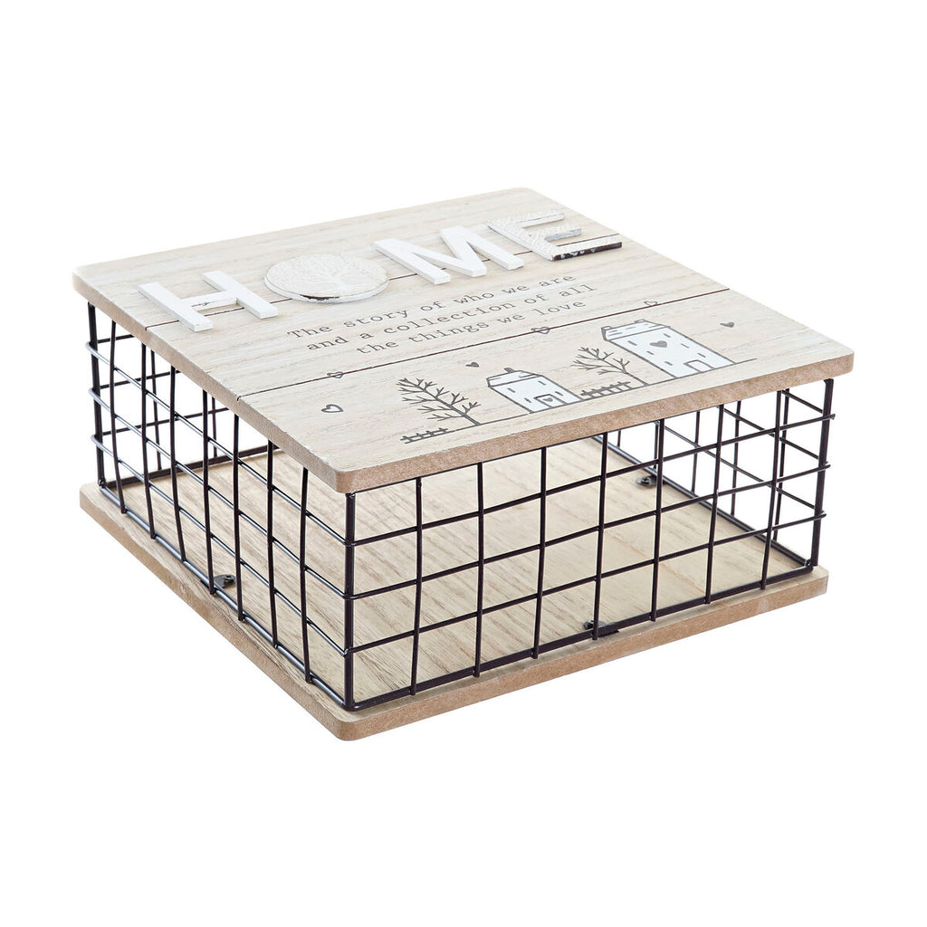DKD Home Decor Dekorativ box Schwarz Natur Metall MDF Holz – Ansicht 1