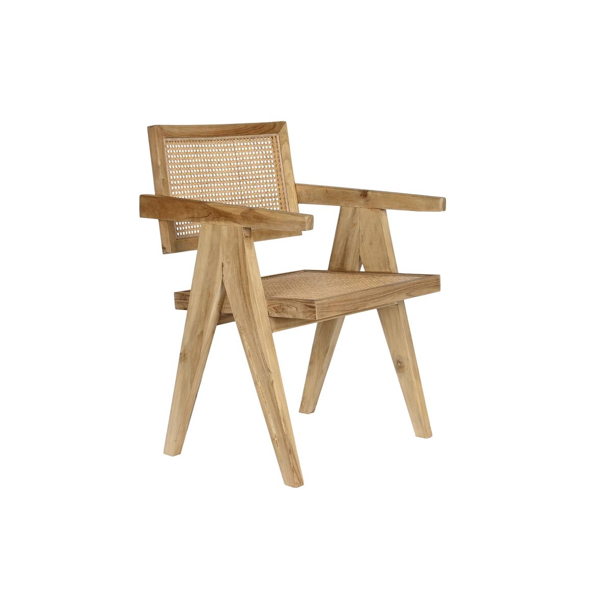 DKD Home Decor Esszimmerstuhl Natural Teak Rattan – Produktansicht 1