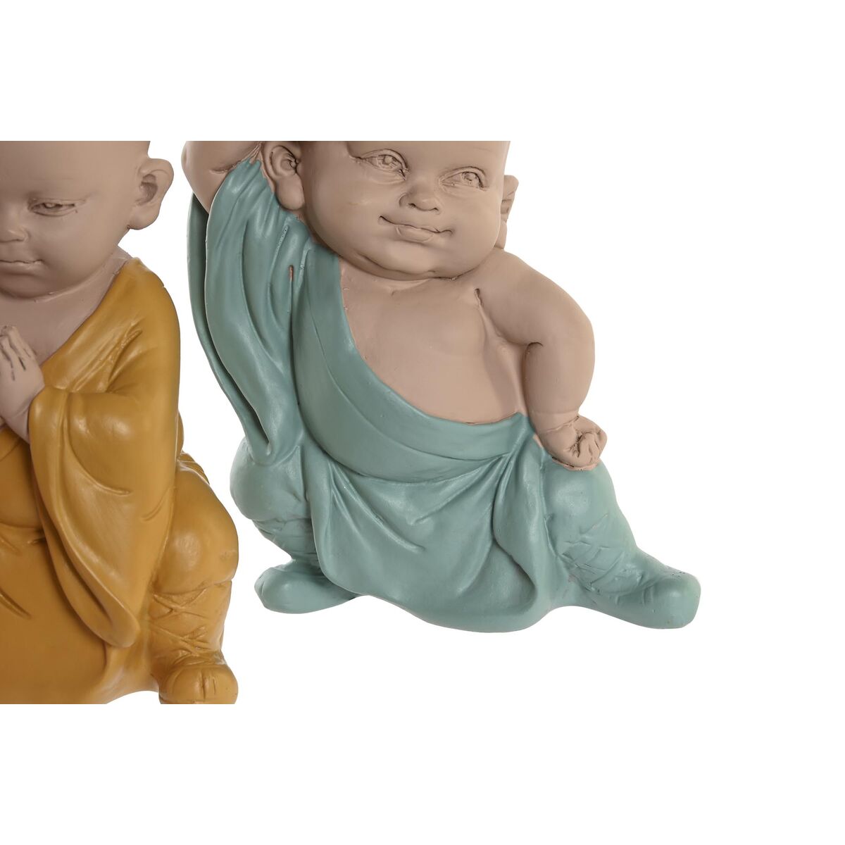 DKD Home Decor Dekofigur Blau Rosa Gelb Kunstharz Monk