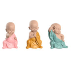 DKD Home Decor Dekofigur Blau Rosa Gelb Kunstharz Monk