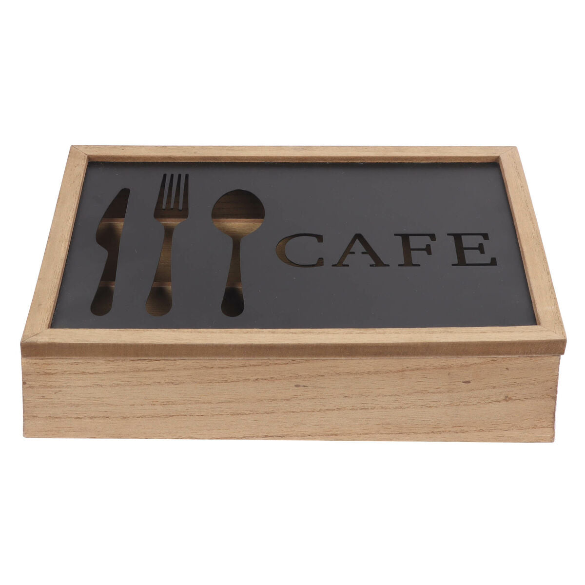 DKD Home Decor Cutlery Organiser Braun Schwarz Metall MDF Holz Vintage – Produktansicht 1