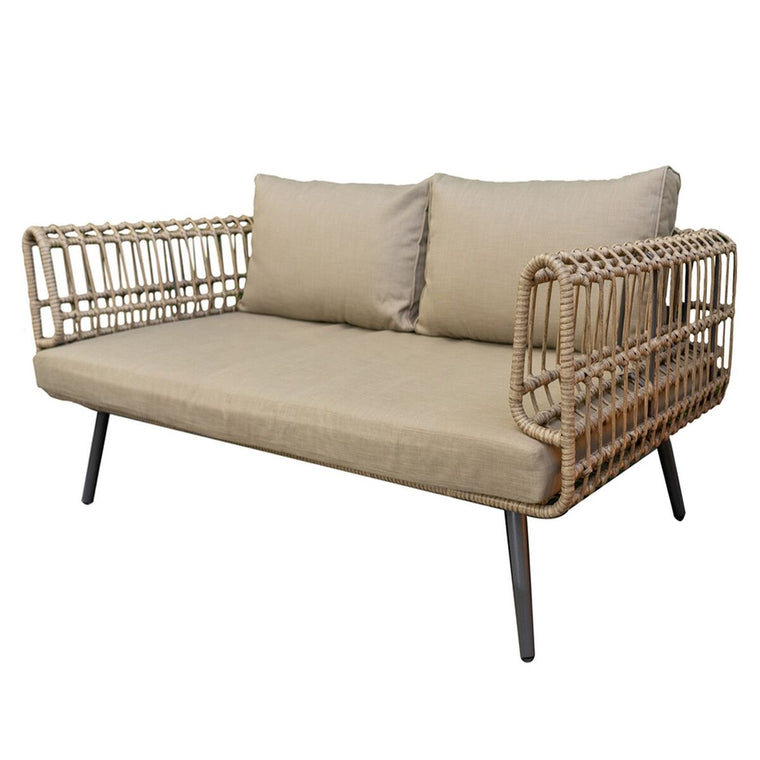 2-Sitzer-Sofa Ariki Stahl Rattan Kunst-Rattan
