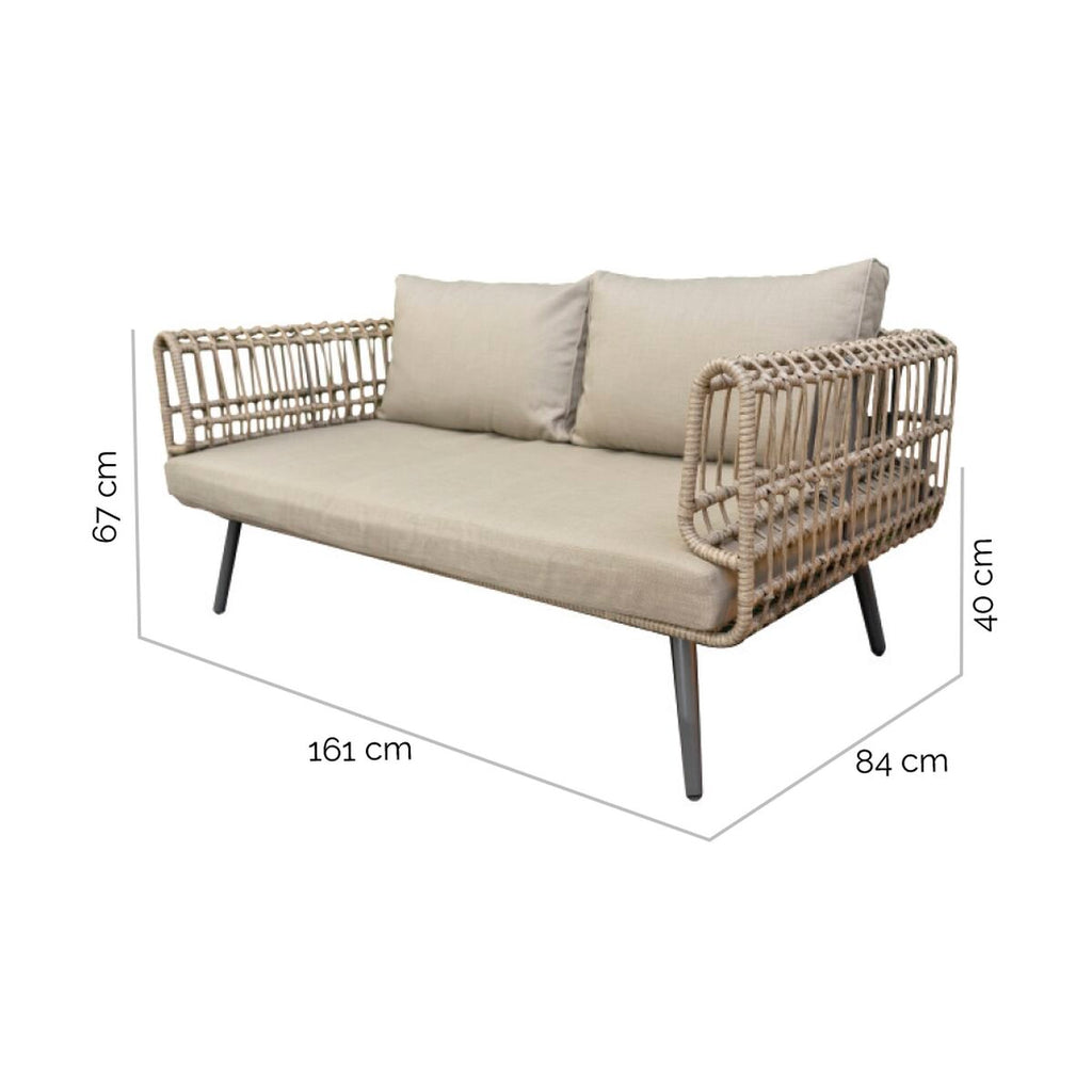 2-Seater Sofa Ariki Stahl Rattan Kunst-Rattan – Produktansicht 5