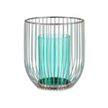 Gift Decor Kerzenhalter Blau Silber Metall Glas Cage