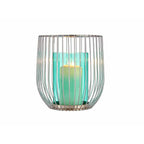 Gift Decor Kerzenhalter Blau Silber Metall Glas Cage