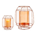 Gift Decor Kerzenhalter Kupfer Bernstein Metall Glas Lantern