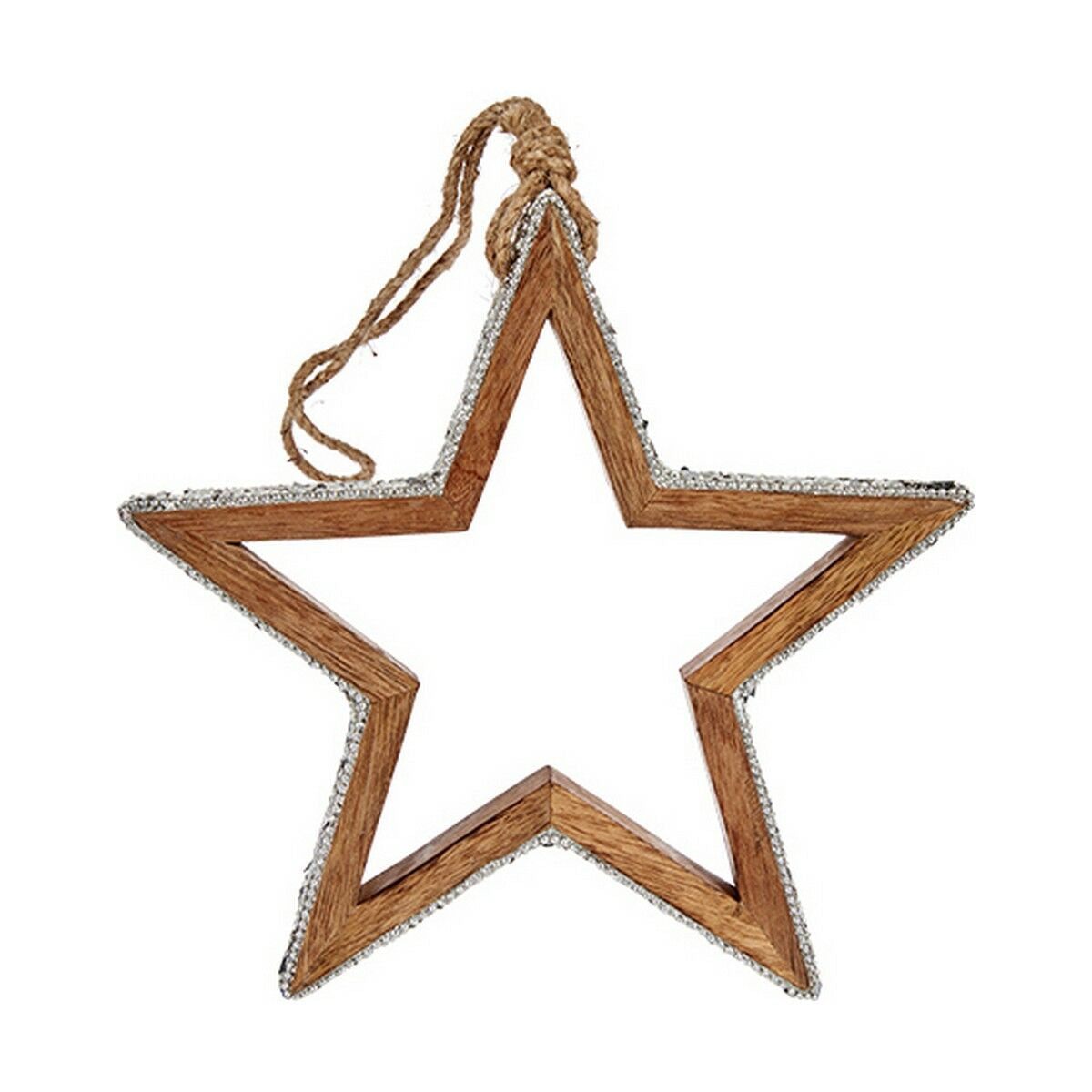 Christmas bauble Krist+ Silberfarben Holz Glitter Star Shape 23 x 2,5 x 40 cm – Produktbild 1