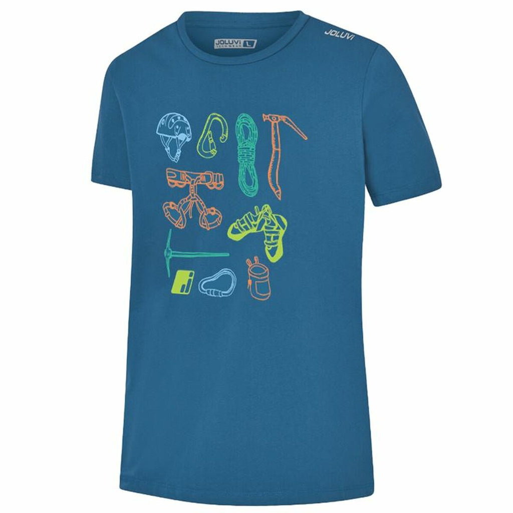 Joluvi Herren-Kurzarm-T-Shirt Climbing Elements Blau – Produktansicht 1